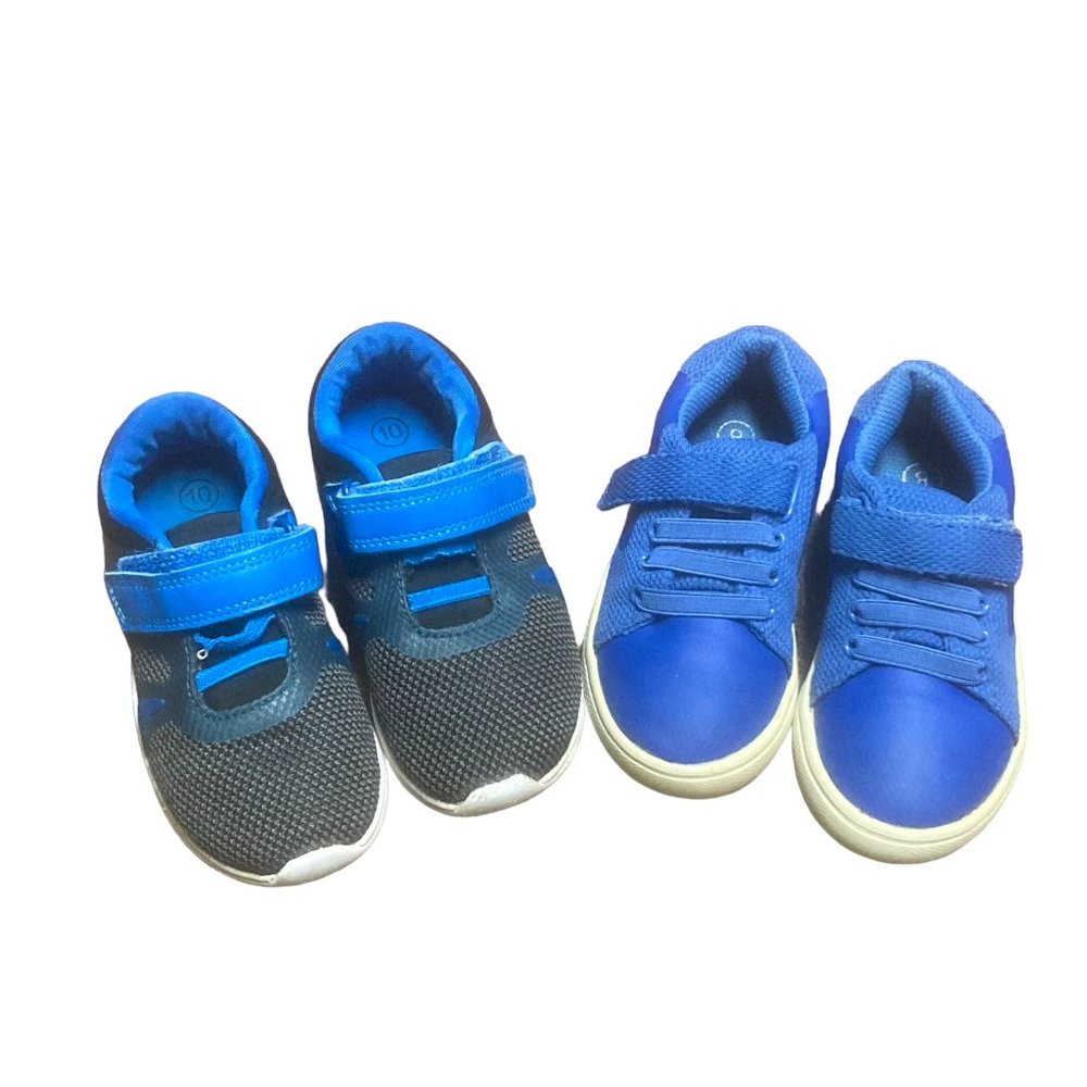 Lot of 2 Cat & Jack Girls Pull-On Sneakers Sz 10 Blue Black Hook and Loop Strap
